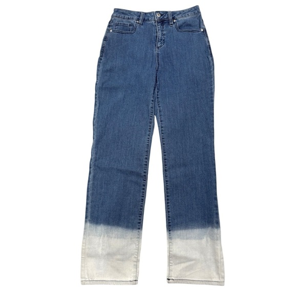 Style & Co Denim - Style & Co Women Dip Dyed High Rise Natural Straight Jeans Blue Ombre Size 6